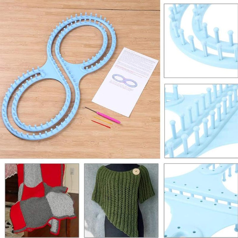 WAYION 55" Afphgan Serenity Loom Knitting Board Weave Loom Kit with Step by Step Instructions Great for The Experienced Loom Knitter(Blue/Pink) (Blue) - Image 4